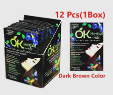 12x OK Herbal Tinte Champú Ginseng Mariposa Guisante Color Cuidado Marrón Oscuro 30 ml