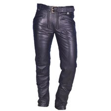 PANTALONES DE CUERO DE OVEJA NEGROS REALES PARA HOMBRE ESTILO CARPINTERO PANTALONES DE CUERO DE MOTOCICLISTAS