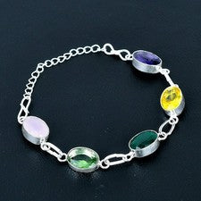 Pulsera de joyería de plata esterlina 925 con piedras preciosas de...