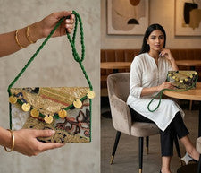 Bolso de mano bordado con asas tradicionales para mujer