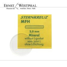 STERNKREUZ reloj de pulsera cristal, cristal mineral, plano, grosor medio 2,0 mm