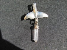 Colgante de plata .925/cuento de ballenas/cristal de cuarzo 16 cts. Piedra/Plata