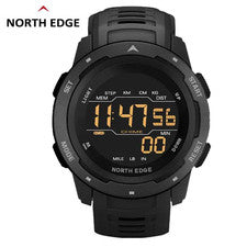Montre Sport NORTH EDGE MARS Noir Quartz Étanche 50M Podomètre Chronomètre Alarm
