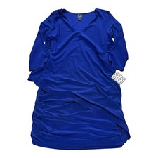 Nuevo con etiquetas Vestido Clara Sun Woo Manga 3/4 Para Mujer’s S Azul Asimétrico Envoltura Cuello en V Elástico