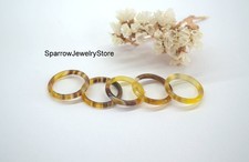 Anillo de ágata marrón amarillo natural anillo de piedras preciosas hecho a mano idea de regalo de Navidad