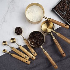 Juego de cuchara medidora de mango de madera pala de harina de café accesorios de cocina