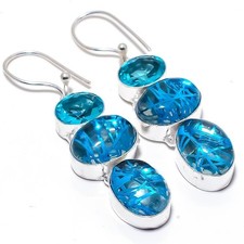 Pendiente de joyería de plata esterlina 925 hecho a mano con piedras...