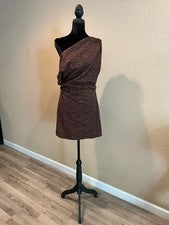 Moda Nova Para Mujer Un Hombro Estampado Leopardo Acanalado Bodycon Mini Vestido Nuevo con Etiquetas