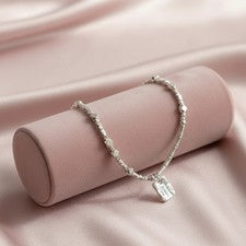 Brazalete Plata de Ley 925 Diseño Corazón Ajustable Mujer Pulsera 19cm