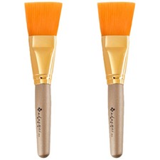 Juego de 2 cepillos de máscara facial con mango de madera cabezal de nailon suave para el cuidado de la piel