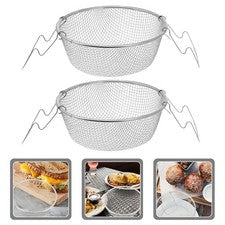 Cesta para freír de acero inoxidable 2 piezas utensilios de tienda de alimentos fritos soporte para alimentos fritos