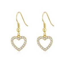 Pendientes colgantes de corazón abierto enchapados en oro de 18k creados con cristales Zircondia®