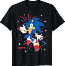 Camiseta Sonic The Hedgehog 4th of July Sonic Red White Blue Firework