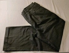 Hombres GEORGE Gris Cuadros Poliéster Rayón Plisado Frontal Pantalones de Vestir 34x32 De Colección Nuevos
