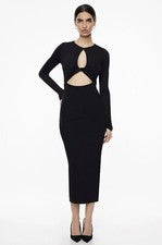 Nuevo con etiquetas Vestido Dynamite Para Mujer Talla L L L/S MIDI Bodycon Recortes Jet Whimsigoth Negro