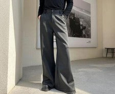 Para hombres Primavera Moda Informal Suelto Traje Pantalones Juveniles Negro Campana-Fondos Pantalones_
