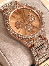 Reloj MICHAEL KORS MK6961 Camille Pavé Tono Oro Rosa Damas Nuevo con Etiquetas Caja de Regalo $495