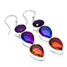 Pendiente de joyería de plata esterlina 925 de turmalina bicolor, amatista 2,...