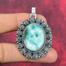 Joyería colgante de diseño de plata de ley 925 hecha a mano con piedras preciosas de hemimorfita