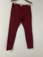 Pantalones Serge Blanco Para Hombre 27x31 Rojo Chino Sudadera Denim Elastizados Frente Plano N246
