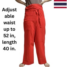 Pantalones de pescador tailandeses rojos: pantalones unisex ligeros y contemporáneos yoga
