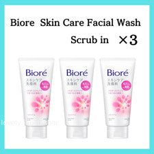 [Paquete de 3] Exfoliante de lavado facial para el cuidado de la piel Kao Biore en limpiador facial de 130 g