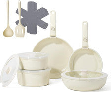 Juego de Ollas y Sartenes de Ceramica Cocina Antiadherente Utensilios 16 Piezas