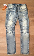 Pantalones de mezclilla Crysp Denim desgastados rasgados azules desgastados para hombre 31x33 ajustados