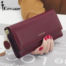 Cartera De Cuero Moda De Mujer Lujo Billetera Largo Monedero Cremalera Tarjetas