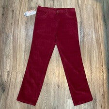 Nuevos Pantalones Clásicos de Moda Vogue Texturizados Elastizados Talla 35 Borgoña Nuevos con Etiquetas