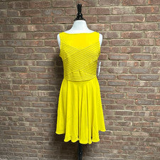 Vestido para mujer London Times mostaza sin mangas swing talla 10 NUEVO