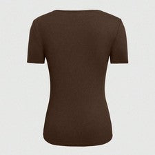 Camiseta de manga corta de poliéster con cuello redondo para mujer para uso diario de vacaciones en club