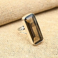 Anillo de plata de ley 925 hecho a mano con piedras preciosas de topacio ahumado joyería