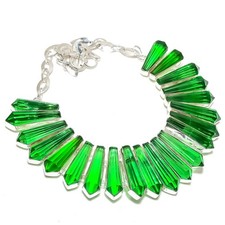 Collar de joyería de plata de ley 925 con piedras preciosas de turmalina verde facetadas 18" C253