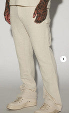 Pantalones de carpintero texturizados JORDAN de moda Nova para hombre blancos talla 38 nuevos con etiquetas