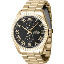 Reloj Hombre Invicta Especialidad Cuarzo Esfera Negra Oro Amarillo Pulsera 47429