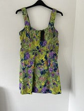 Vestido Corto Mujer Verde Mezcla Estampado Animal Material Elástico Talla 16 Nuevo