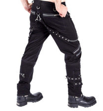 Pantalones góticos de moda para hombre Pantalones cadena de metal Punk Rock Pantalones sueltos informales
