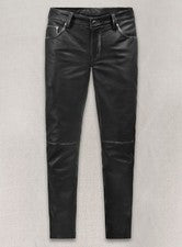 PANTALÓN VAQUERO ESTILO CUERO GENUINO NEGRO FROTADO PARA HOMBRE