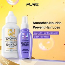 PURC Acondicionador de Cabello Sin Enjuague Spray y Biotina Colágeno Mascarilla Cabello Juegos Suavizante