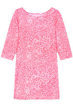 Vestido para mujer - Vestido estampado rosa rojo - Vestido camiseta - Pequeño - Algodón
