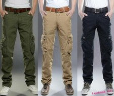 Pantalones de motor cargo para hombre Pantalones informales Bolsillo Combate Calce ajustado Rectos Informales