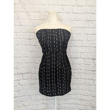 Mini Vestido Just In Time Para Mujer Pequeño Negro Tweed Sin Tirantes Formal Gótico
