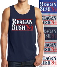 Camiseta sin mangas Reagan Bush '84 logotipo agrietado camiseta fitness muscular elección política