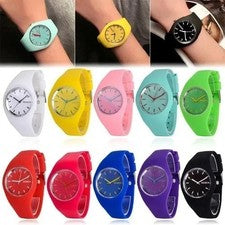 Reloj de pulsera deportivo de cuarzo con banda de silicona de gelatina suave para mujeres y damas *UK STOCK*