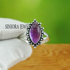 Anillo de regalo hecho a mano de plata esterlina 925 con piedras preciosas de amatista talla 5 a 13 de EE. UU.