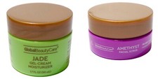 Exfoliante facial Global Beauty amatista pulido 1 oz y gel de jade crema hidratante