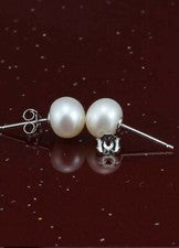 AAA Blanco 6mm-12mm Cultivo Agua Dulce Perlas Joyería Pendientes Pendientes Plata 925
