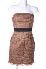 H&M Schulterfreies Sommerkleid Spitze Elegant Braun Schwarz Gr. 36