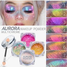 Sombra de ojos maquillaje polvo suelto unicornio iridiscente iluminador aurora